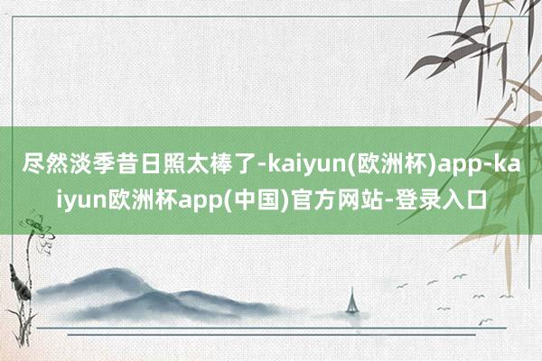 尽然淡季昔日照太棒了-kaiyun(欧洲杯)app-kaiyun欧洲杯app(中国)官方网站-登录入口