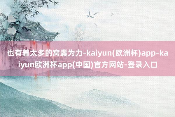 也有着太多的窝囊为力-kaiyun(欧洲杯)app-kaiyun欧洲杯app(中国)官方网站-登录入口