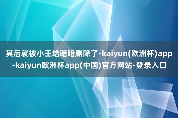 其后就被小王给暗暗删除了-kaiyun(欧洲杯)app-kaiyun欧洲杯app(中国)官方网站-登录入口