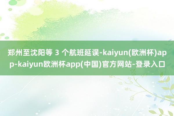 郑州至沈阳等 3 个航班延误-kaiyun(欧洲杯)app-kaiyun欧洲杯app(中国)官方网站-登录入口