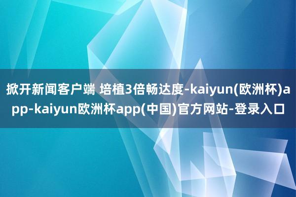 掀开新闻客户端 培植3倍畅达度-kaiyun(欧洲杯)app-kaiyun欧洲杯app(中国)官方网站-登录入口