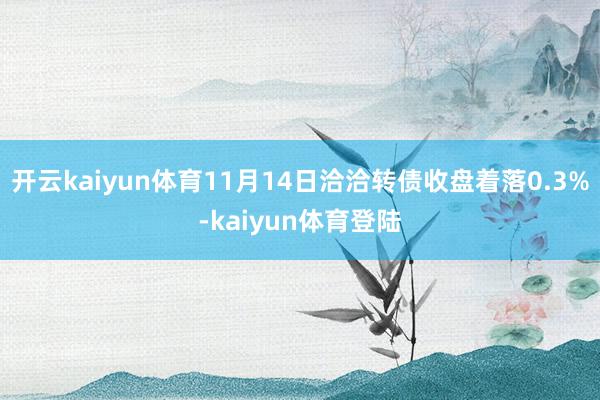 开云kaiyun体育11月14日洽洽转债收盘着落0.3%-kaiyun体育登陆