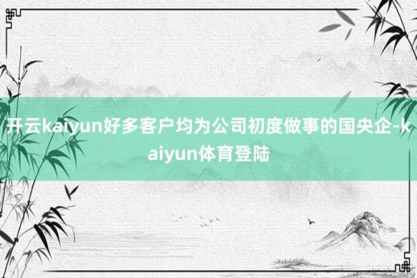 开云kaiyun好多客户均为公司初度做事的国央企-kaiyun体育登陆